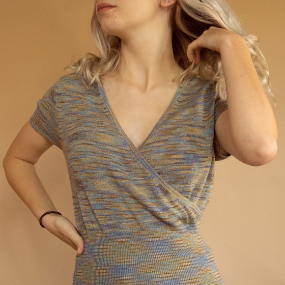 Y2K Veri Peri Melange Wrap Baby Tee - Picture 7 of 14